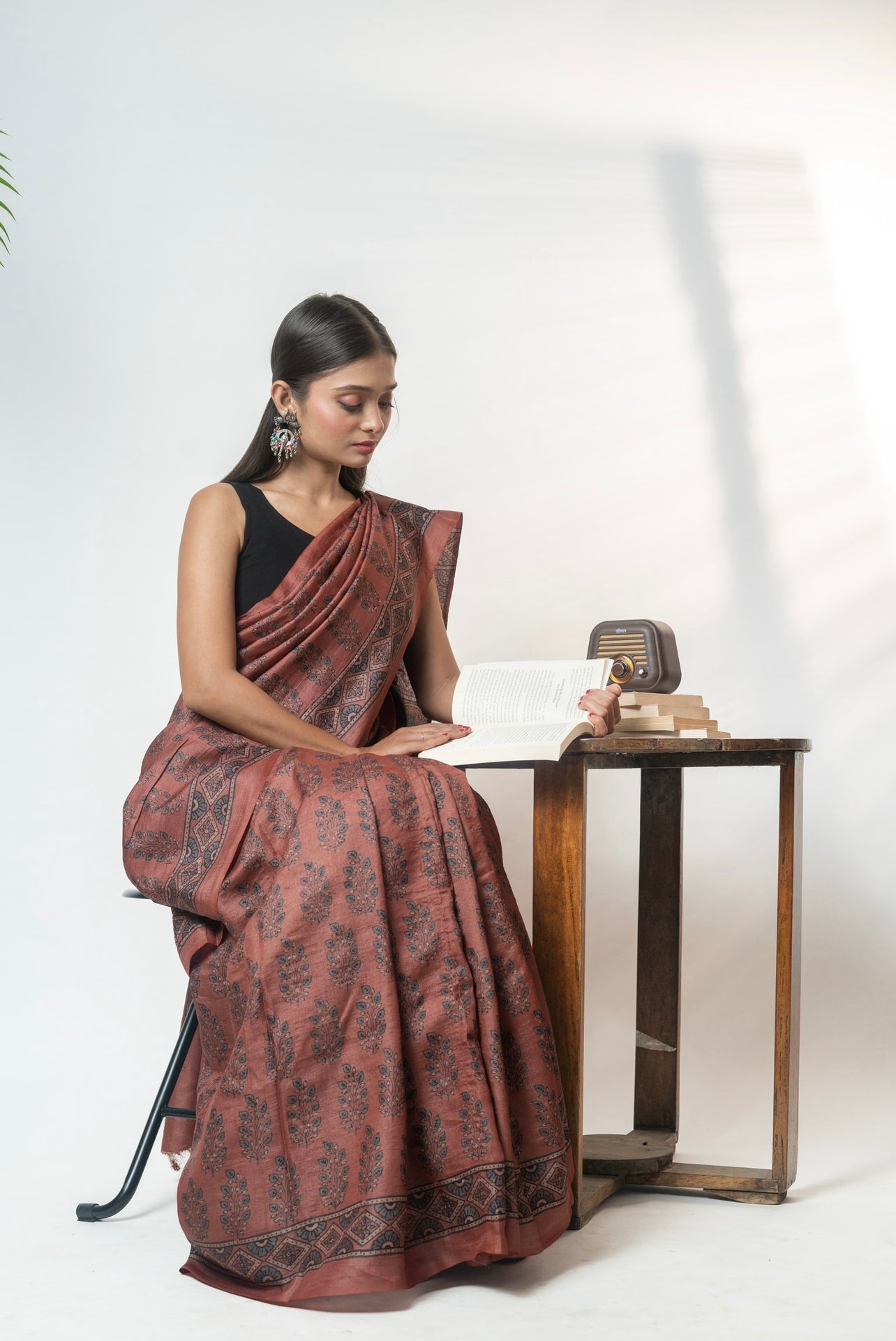 Ajrakh kosa saree