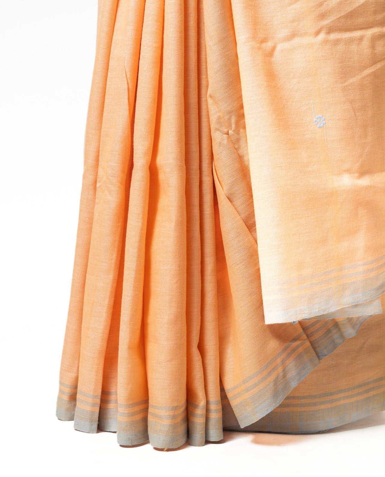 Peach and blue Assam cotton Saree