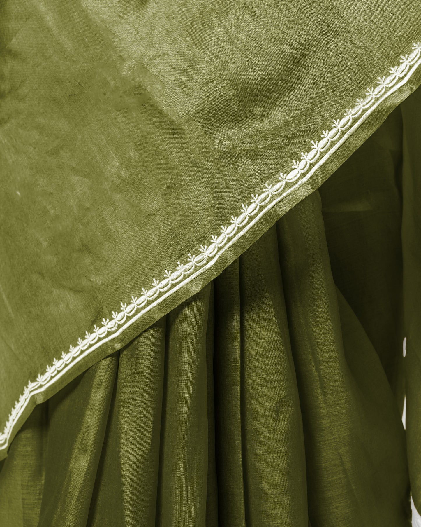 Embroidered green kosa silk