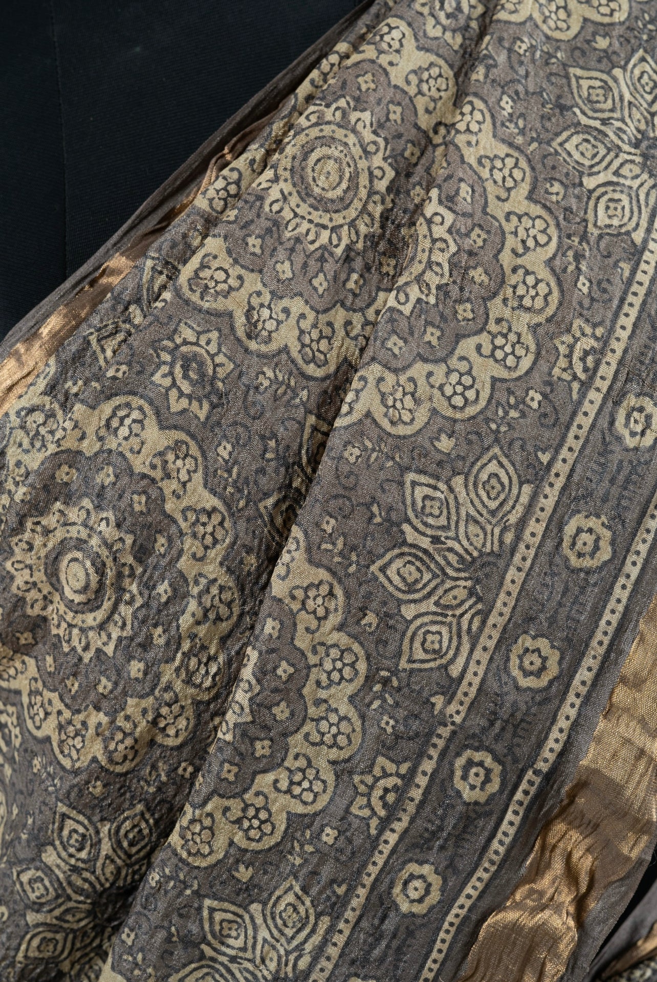 Ajrakh handblock print kosa silk