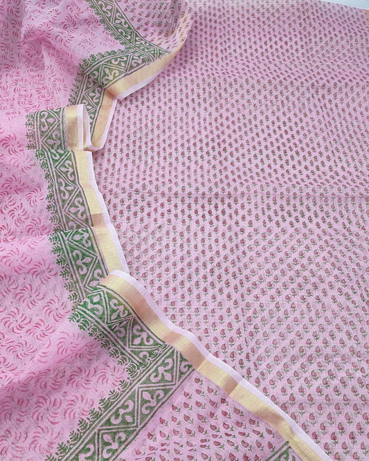 Pink kota doria suit set