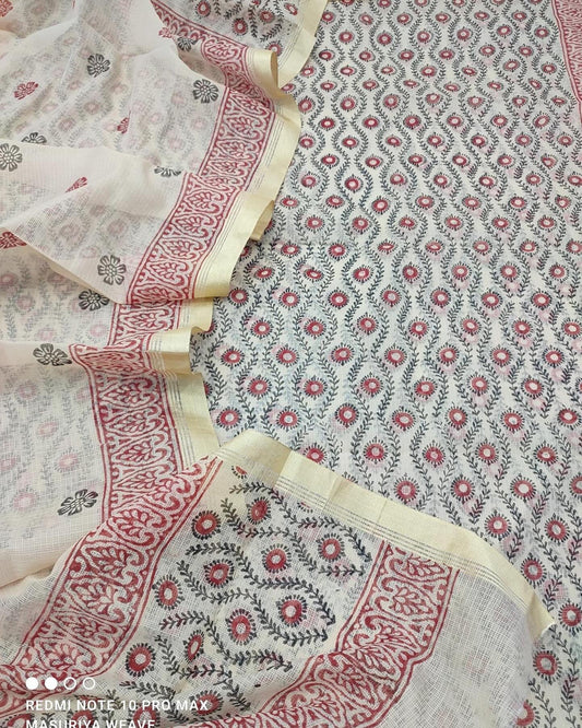 Off white kota doria suit set