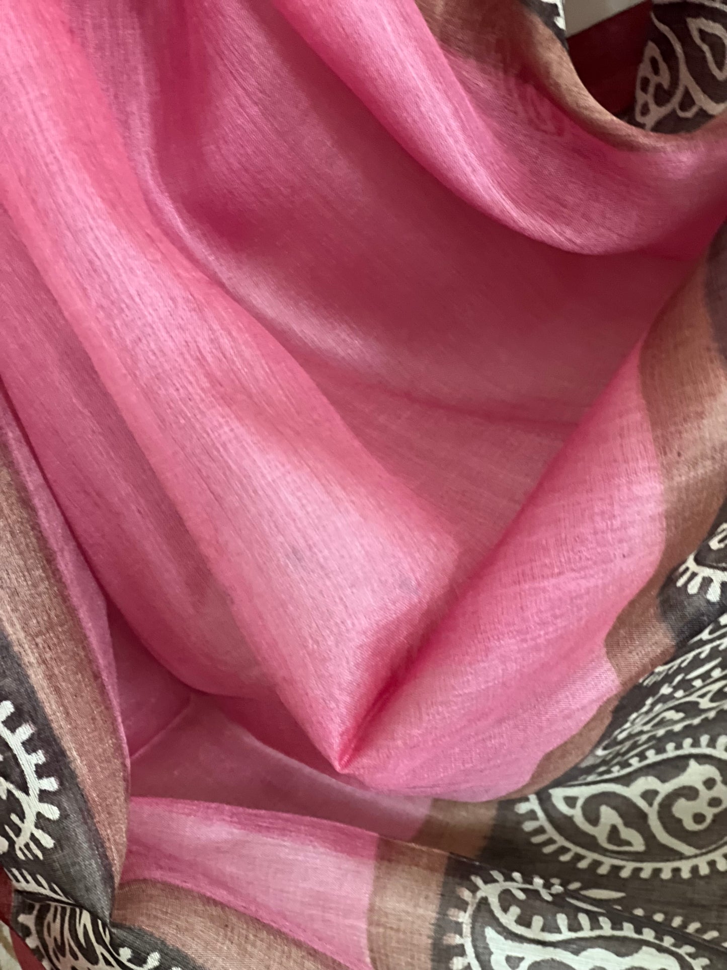 Pink kosa silk handblock printed dupatta