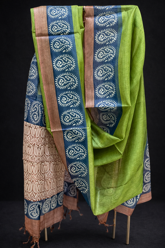 Handwoven Kosa Silk mango kairi Dupatta