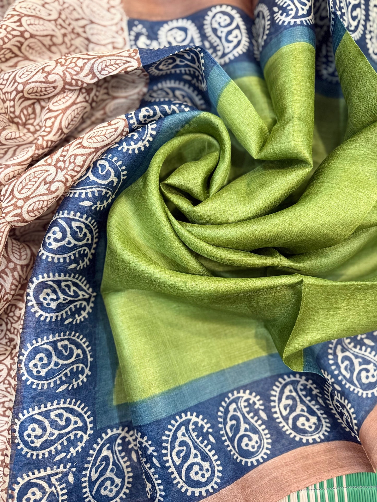 Handwoven Kosa Silk mango kairi Dupatta