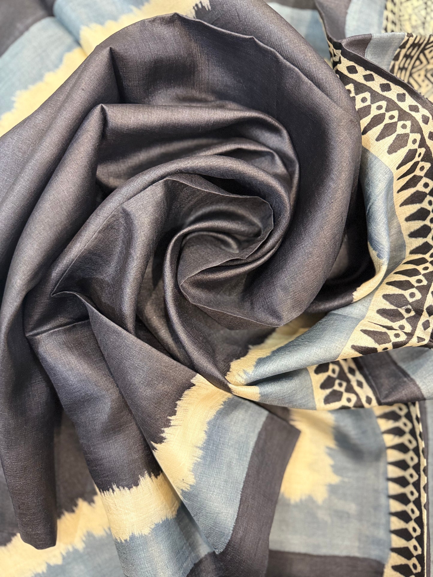 Handwoven Kosa Silk black Dupatta