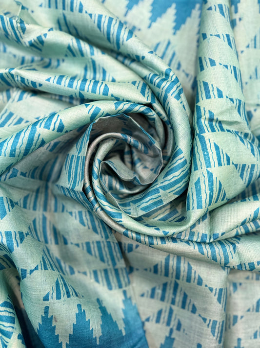 Handwoven Kosa Silk Blue geometric Dupatta