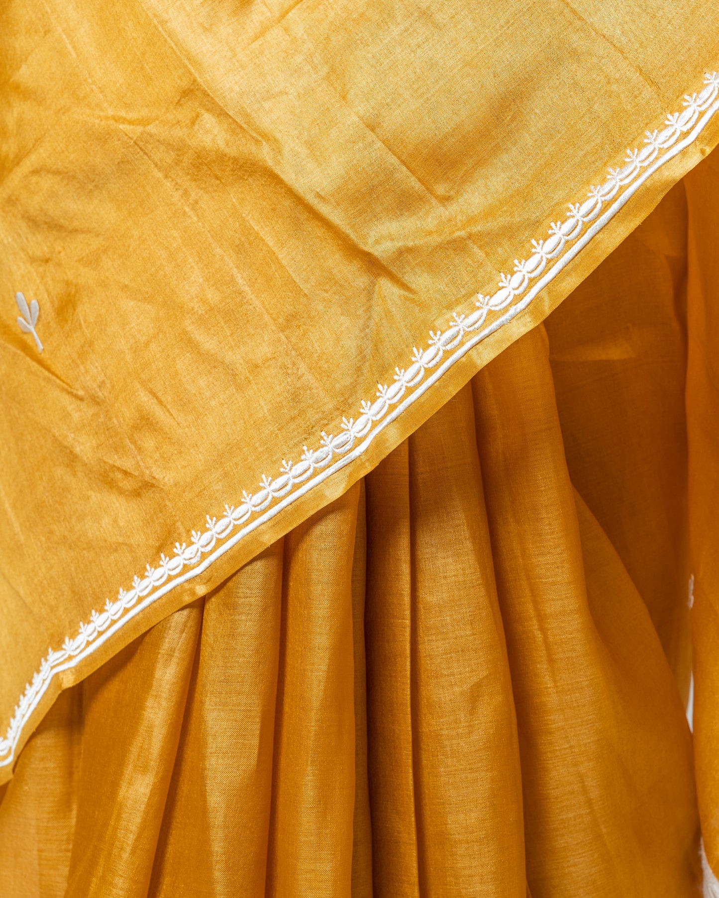 Embroidered kosa silk yellow