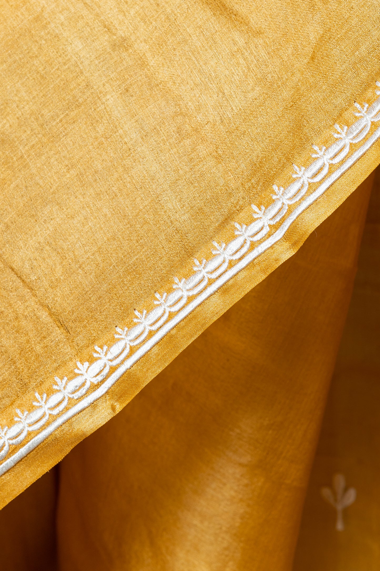 Embroidered kosa silk yellow
