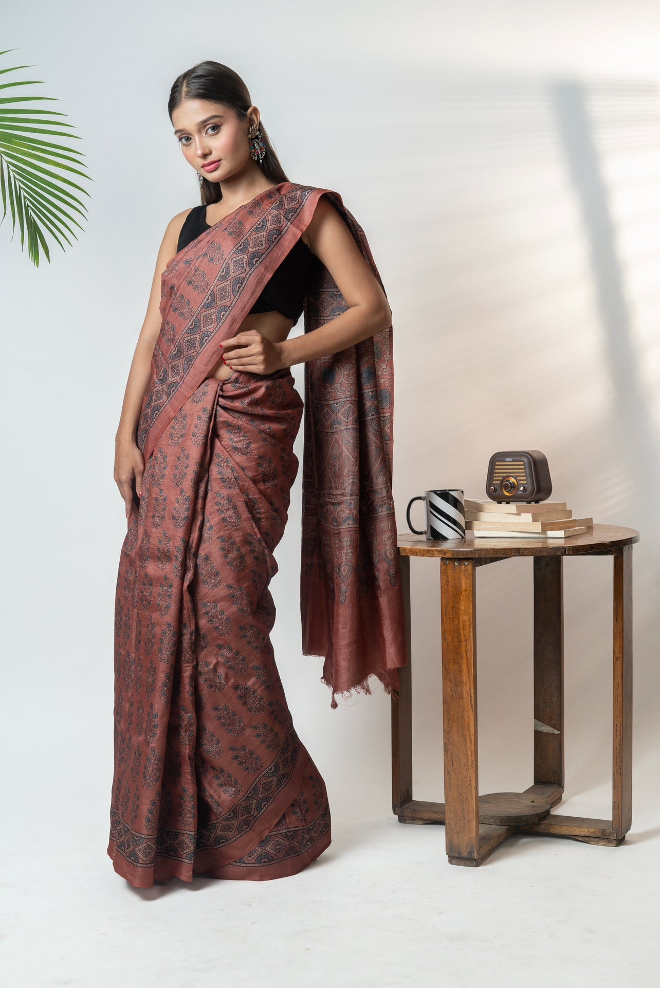 Ajrakh kosa saree