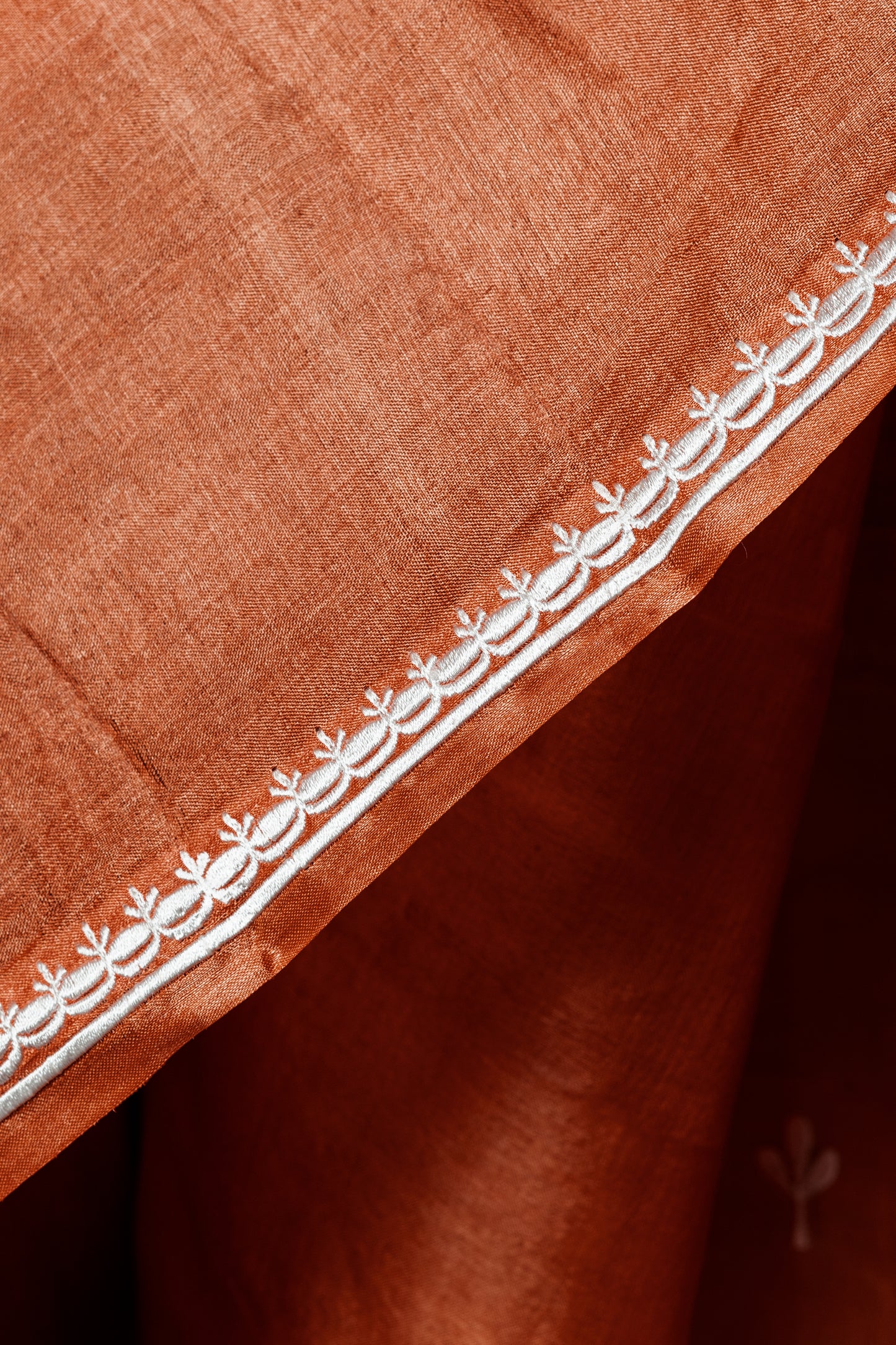 Embroidered kosa silk brown